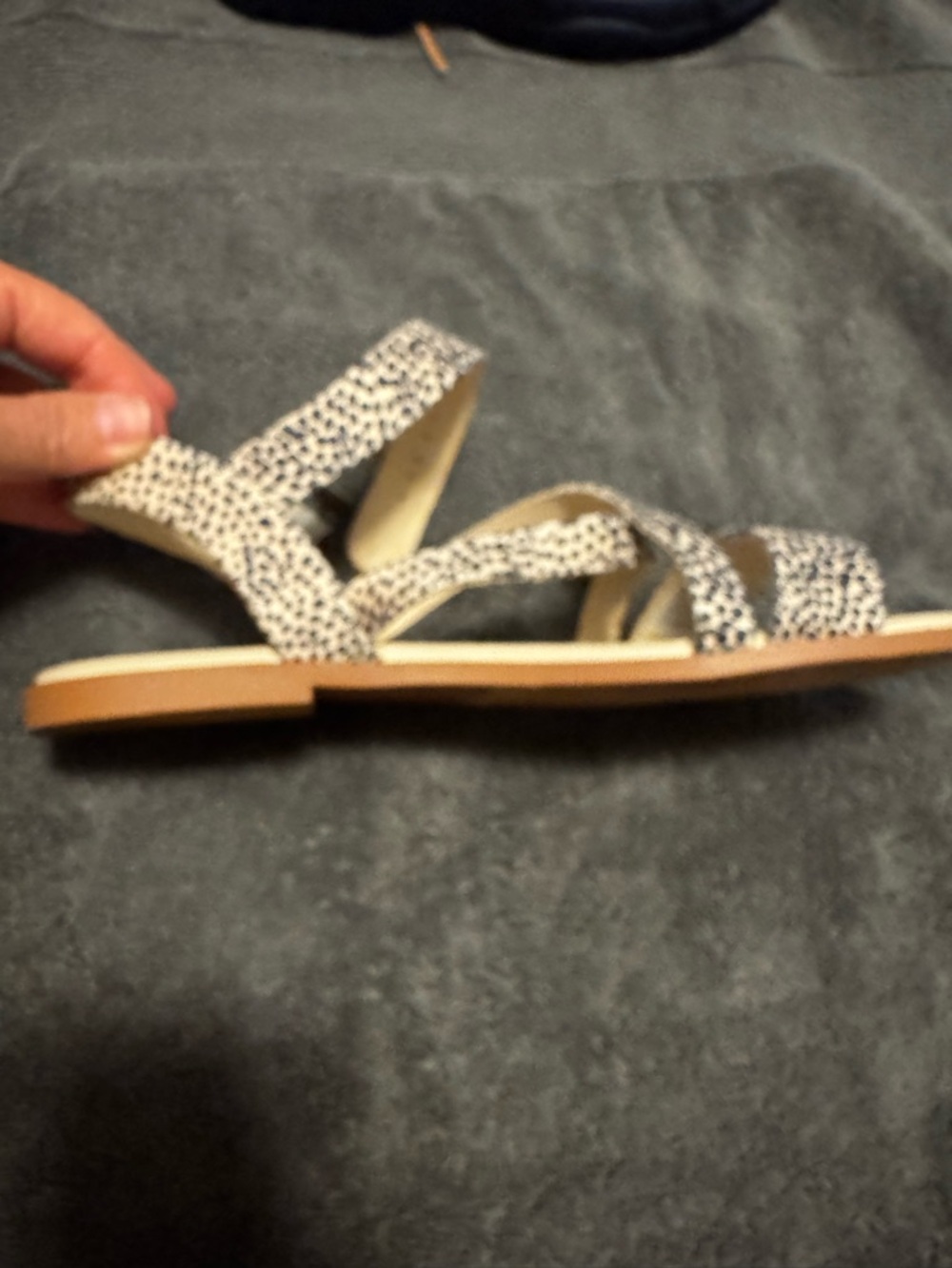 Toms Beige and Black Dotted Strappy Sandals - Picture 4 of 4